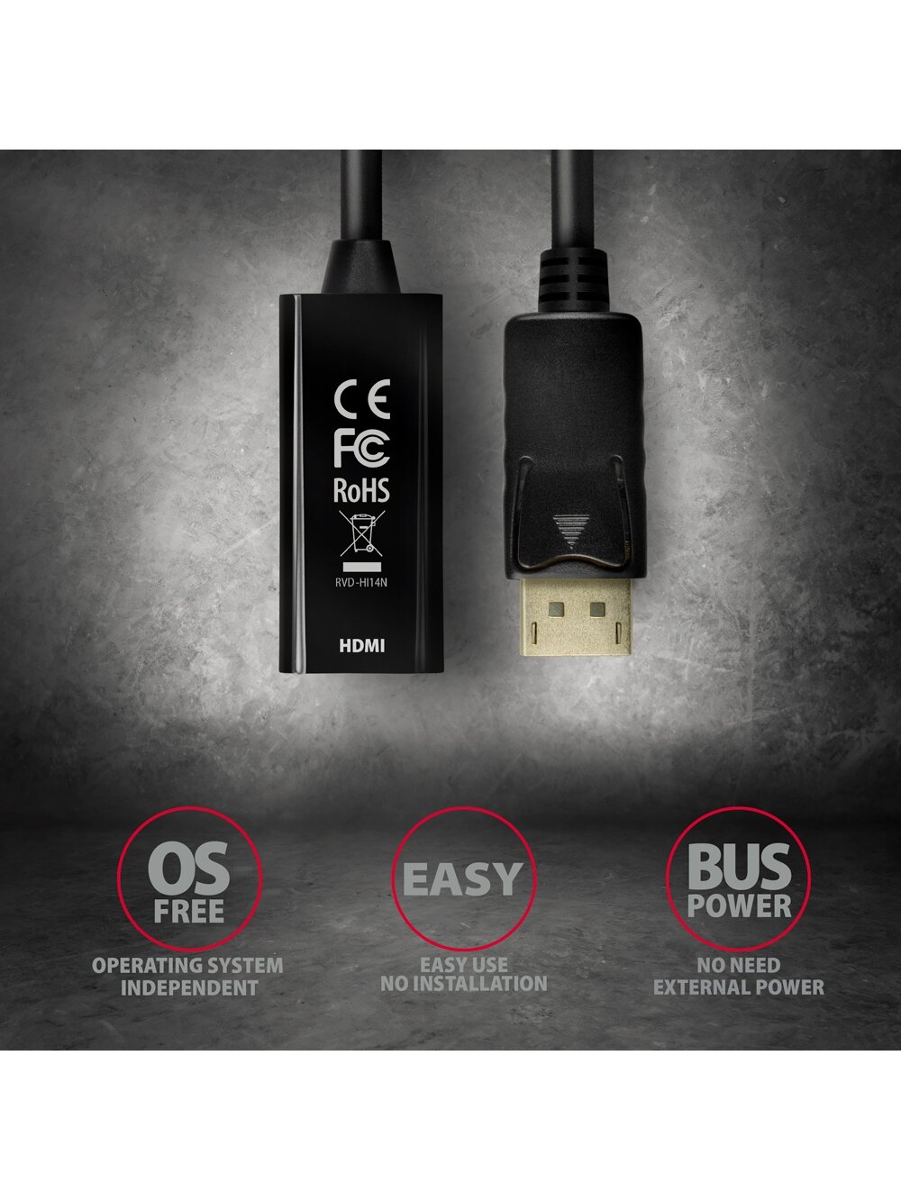 AXAGON | Active adapter | DisplayPort to HDMI | 0.15 m 4