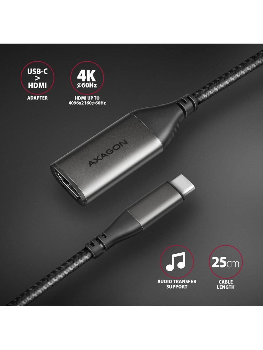AXAGON | Active converter | USB-C to HDMI | 0.25 m 1