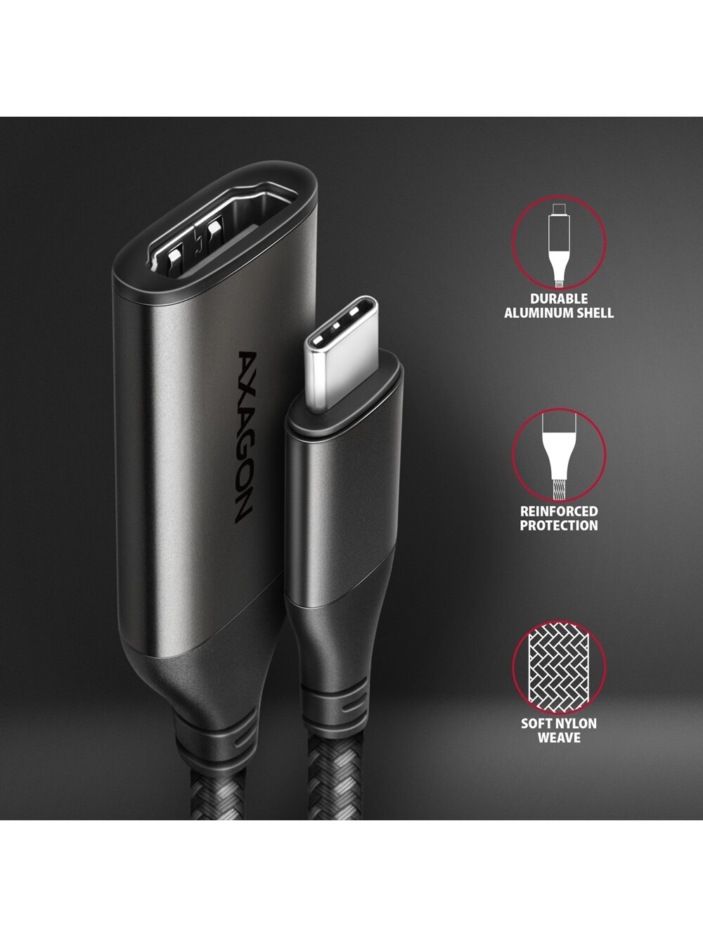 AXAGON | Active converter | USB-C to HDMI | 0.25 m 2 AXAGON | Active converter | USB-C to HDMI | 0.25 m 2