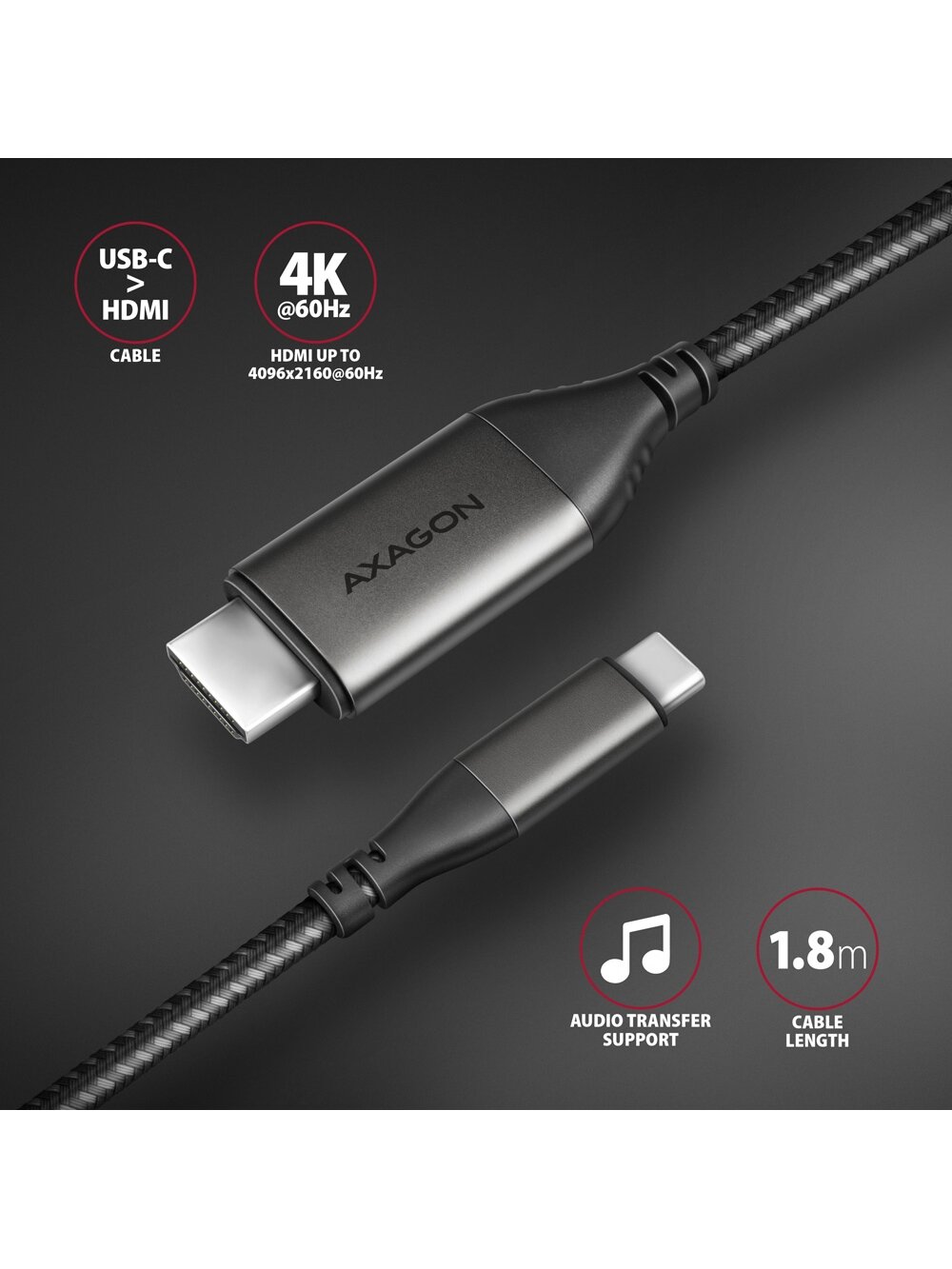 AXAGON | Active converter | USB-C to HDMI | 1.8 m 1 AXAGON | Active converter | USB-C to HDMI | 1.8 m 1