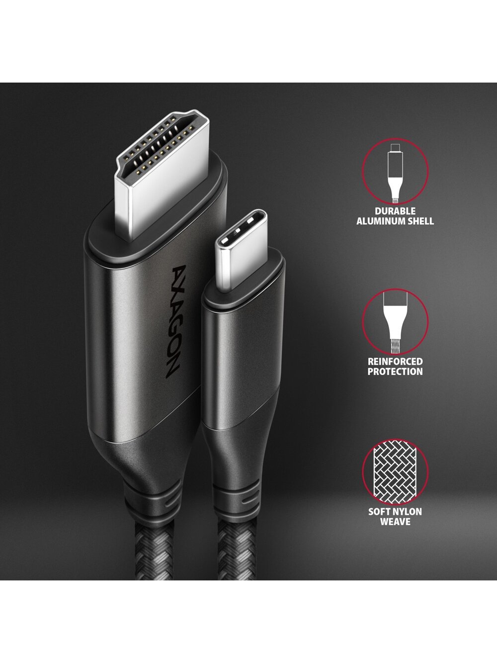 AXAGON | Active converter | USB-C to HDMI | 1.8 m 2 AXAGON | Active converter | USB-C to HDMI | 1.8 m 2