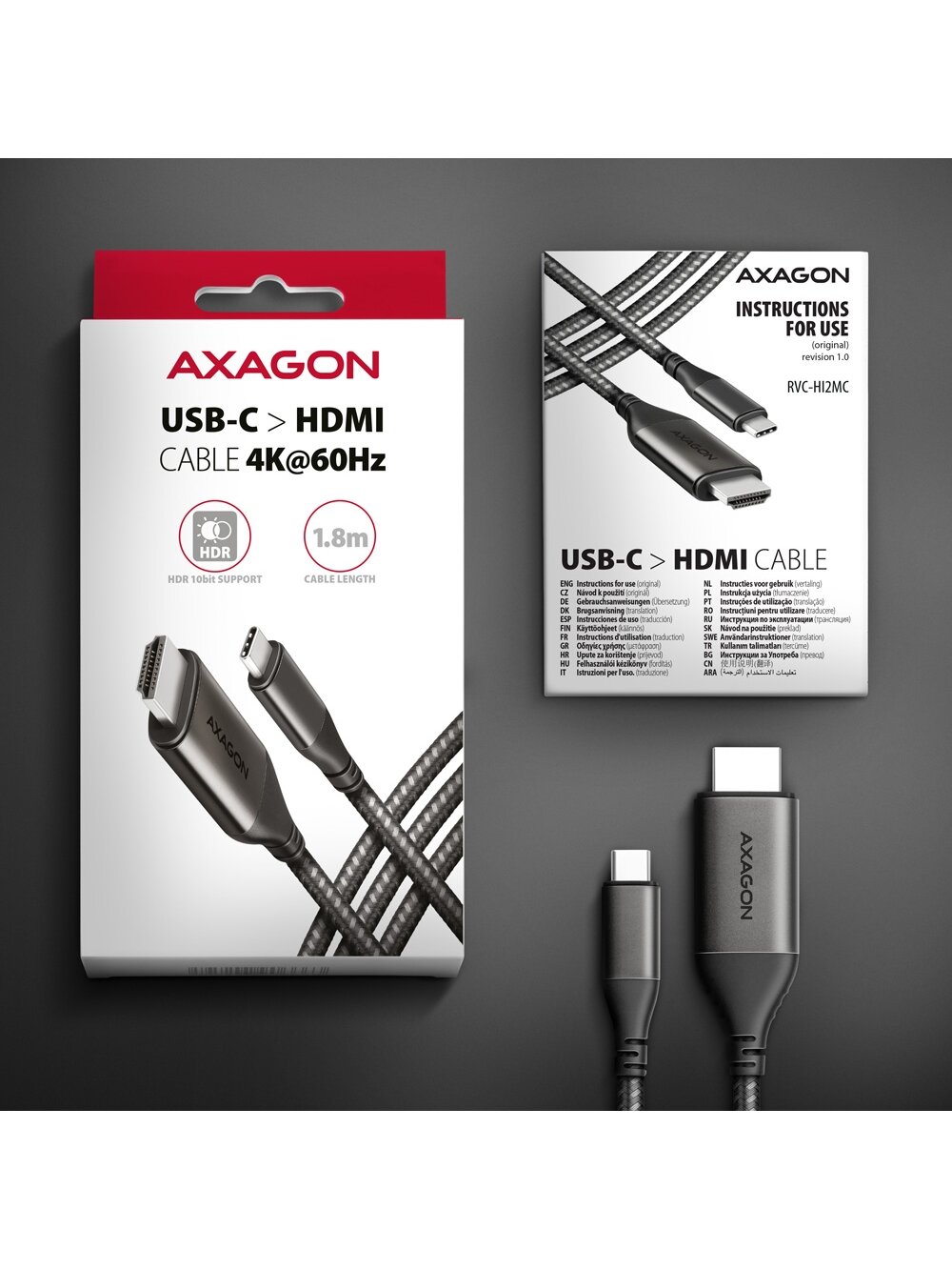 AXAGON | Active converter | USB-C to HDMI | 1.8 m 8