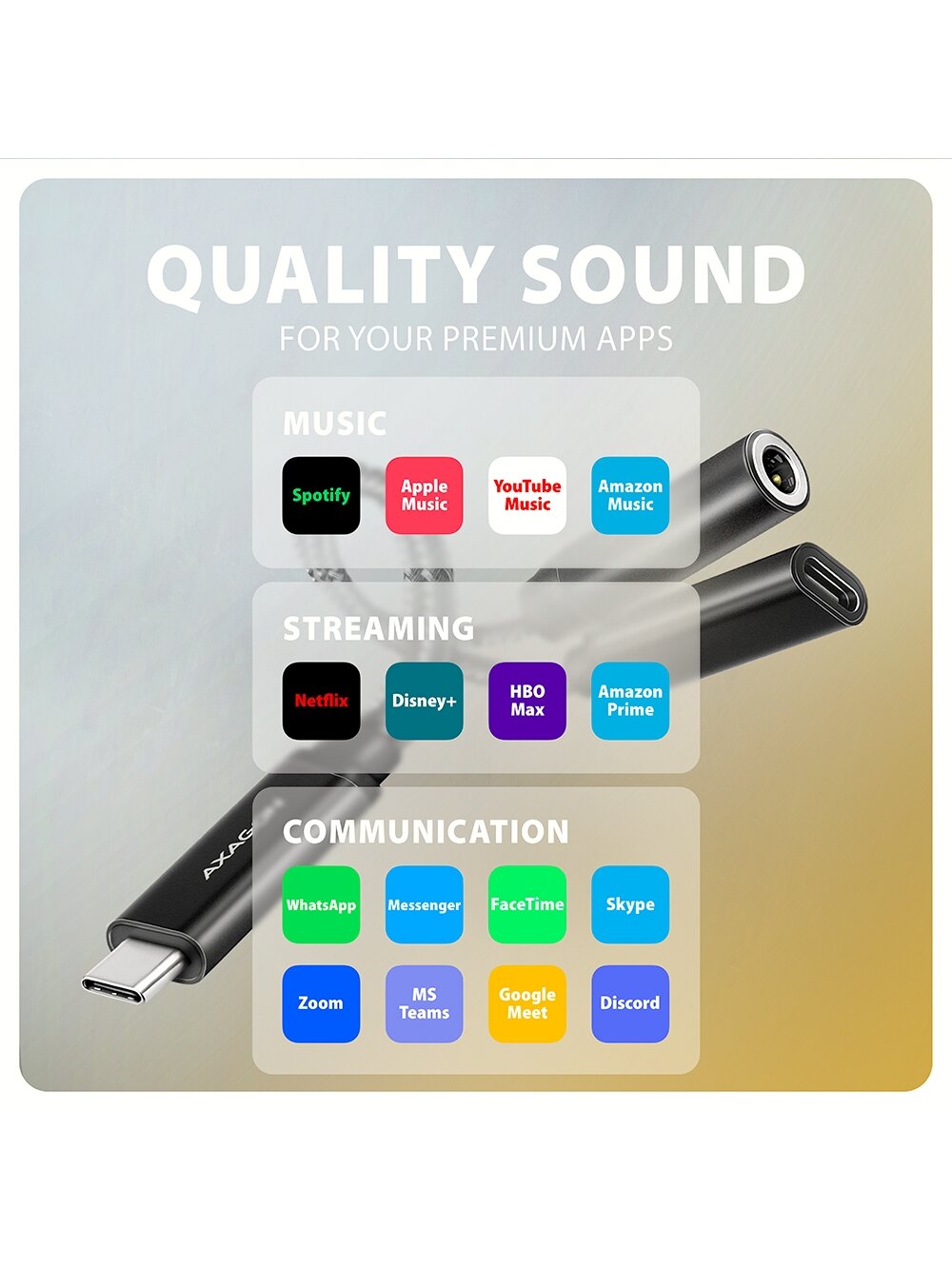 AXAGON | ADA-HCPD USB-C - Hi-Res DAC Audio Adapter PD, 60W 8