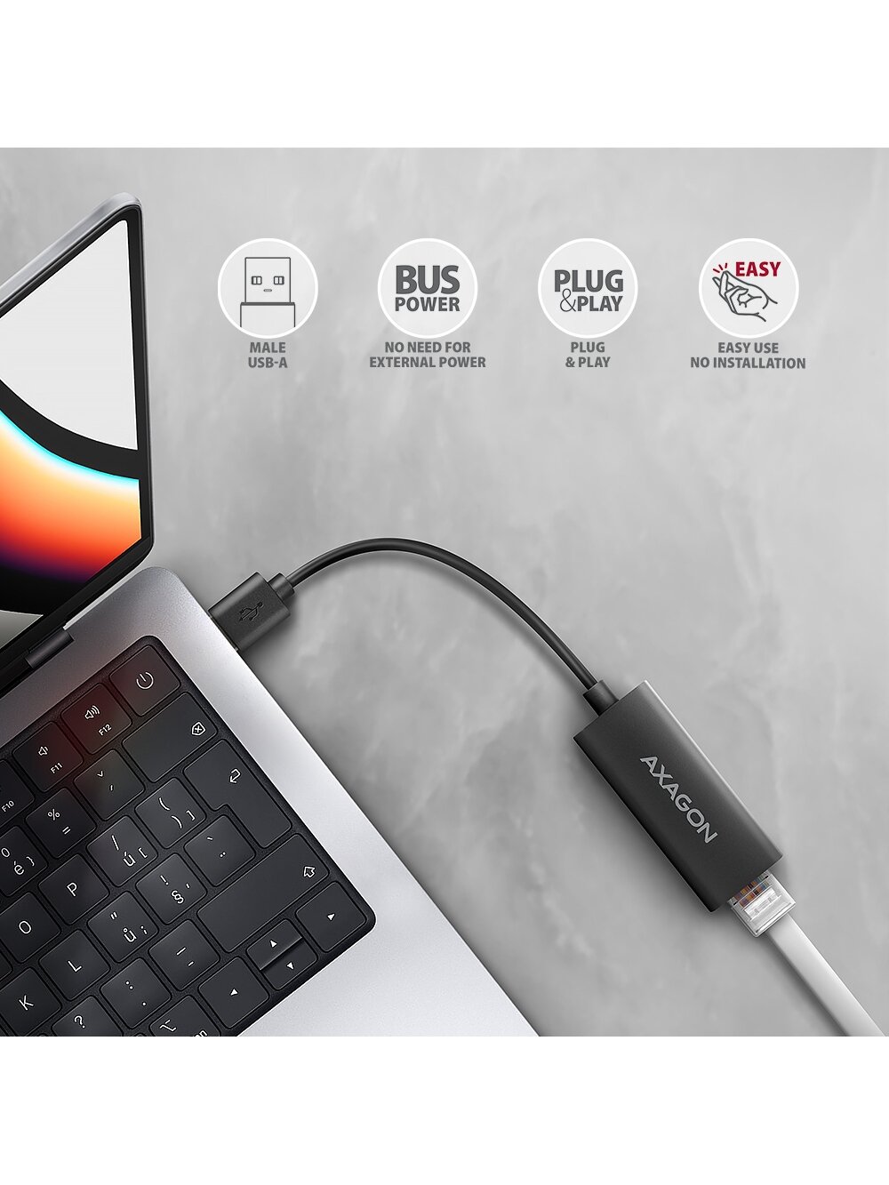AXAGON | ADE-AR USB-A Gigabit Ethernet Adapter 2 AXAGON | ADE-AR USB-A Gigabit Ethernet Adapter 2