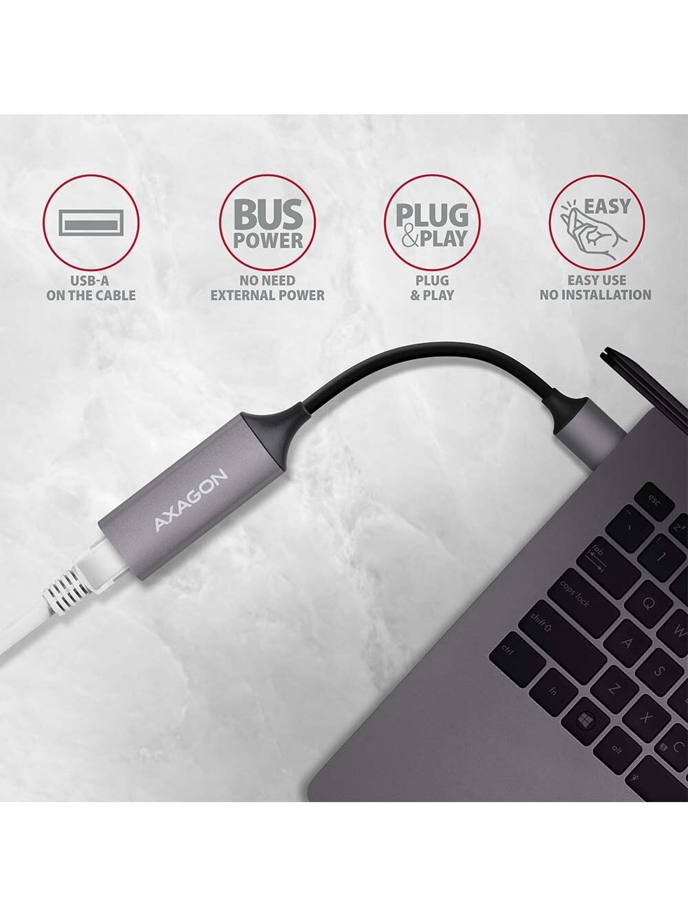 AXAGON ADE-TR Compact aluminum USB 3.2 Gen 1 Gigabit Ethernet 10/100/1000Mbit adapter with automatic installation 2