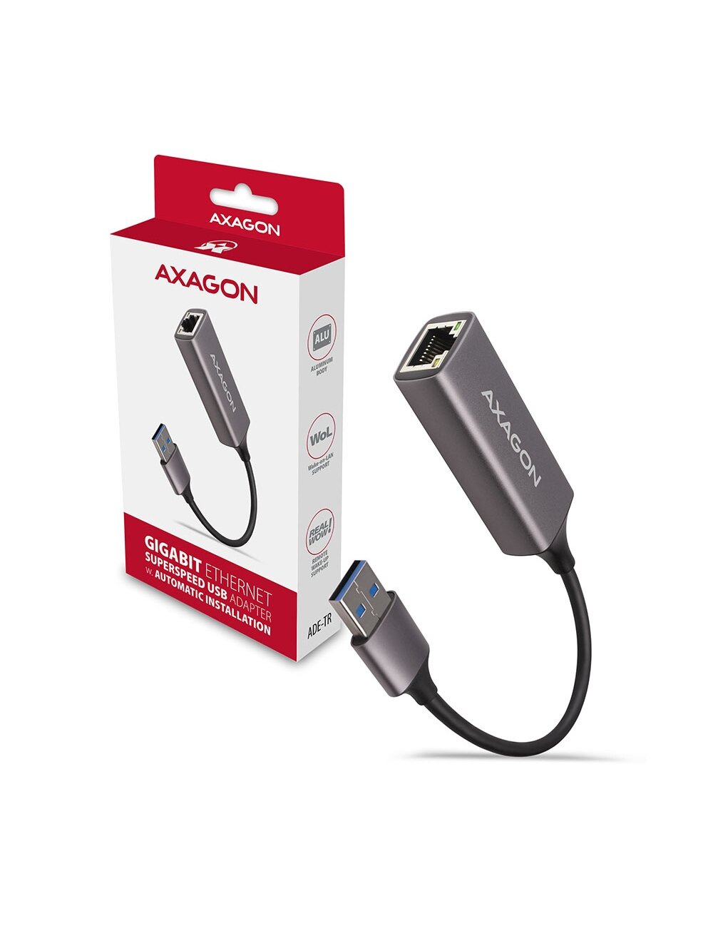 AXAGON ADE-TR Compact aluminum USB 3.2 Gen 1 Gigabit Ethernet 10/100/1000Mbit adapter with automatic installation 5