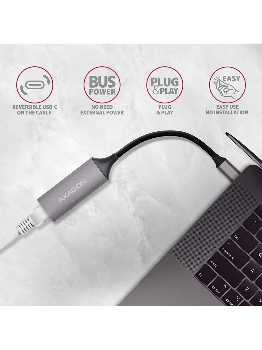 AXAGON ADE-TRC Compact aluminum USB-C 3.2 Gen 1 Gigabit Ethernet 10/100/1000Mbit adapter with automatic installation 2 AXAGON ADE-TRC Compact aluminum USB-C 3.2 Gen 1 Gigabit Ethernet 10/100/1000Mbit adapter with automatic installation 2