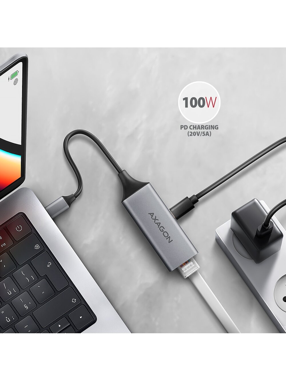 AXAGON | ADE-TXPD USB-C Gigabit Ethernet Adapter with PD 100W 2 AXAGON | ADE-TXPD USB-C Gigabit Ethernet Adapter with PD 100W 2