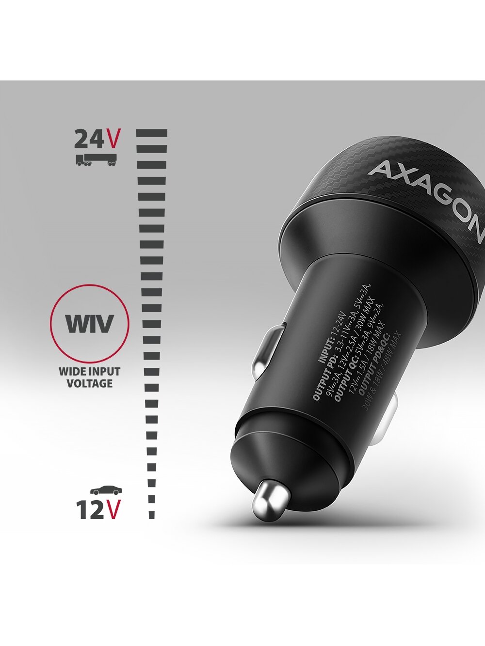 AXAGON Car charger 48W, USB-A + USB-C, PD3.0/PPS/QC4+/SFC | PWC-PQ48 2