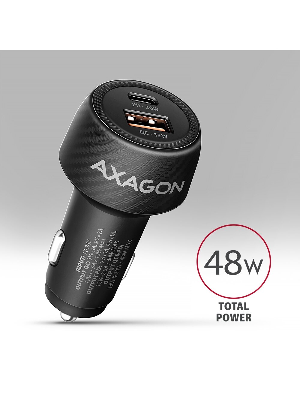 AXAGON Car charger 48W, USB-A + USB-C, PD3.0/PPS/QC4+/SFC | PWC-PQ48 7