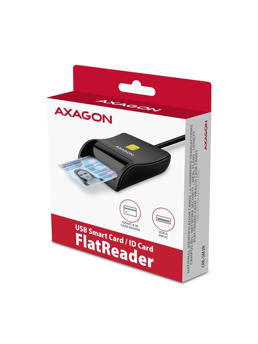 AXAGON Compact desktop USB contact Smart/ID card reader with long, USB-A cable | CRE-SM3N 5 AXAGON Compact desktop USB contact Smart/ID card reader with long, USB-A cable | CRE-SM3N 5