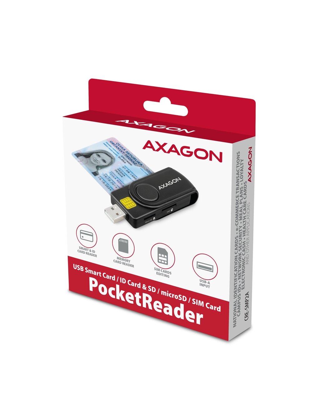 AXAGON Compact travel USB-A + USB-C contact Smart/ID card and SD/microSD/SIM card reader | CRE-SMP2A 8 AXAGON Compact travel USB-A + USB-C contact Smart/ID card and SD/microSD/SIM card reader | CRE-SMP2A 8