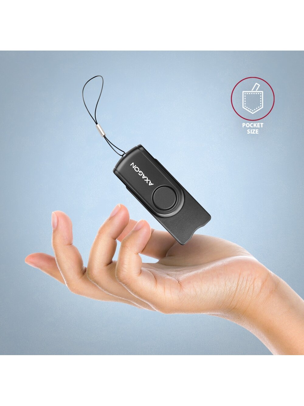 AXAGON Compact travel USB-A + USB-C contact Smart/ID card and SD/microSD/SIM card reader | CRE-SMP2A 4