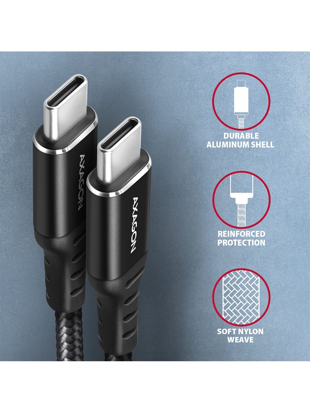 AXAGON | Data and charging cable, 1m | BUCM-CM10AB | USB Type C to USB Type C 2