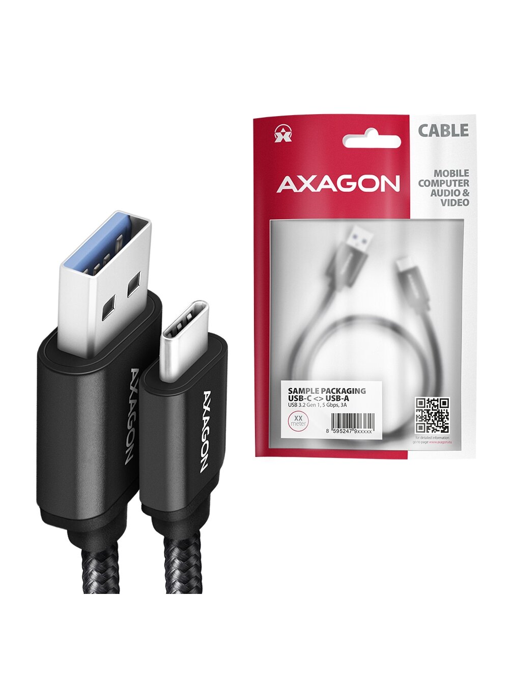 AXAGON | Data and charging cable | BUCM3-AM20AB | USB Type-C to USB Type-A 5
