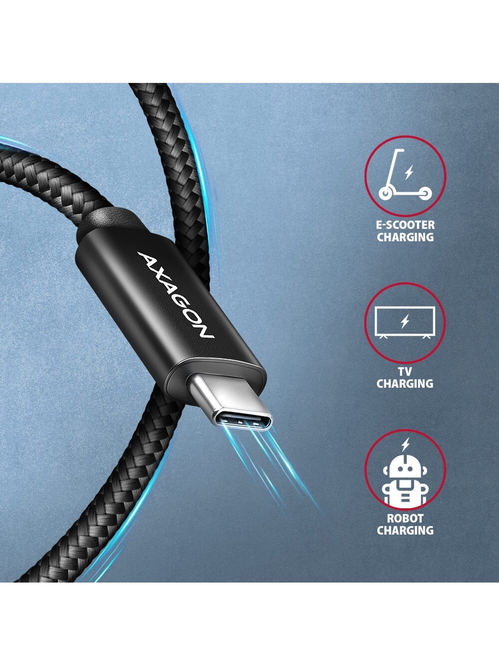 AXAGON | Data and charging USB 480Mbps cable, 1.5 m | BUCM2-CM15AB | USB-C to USB-C 5