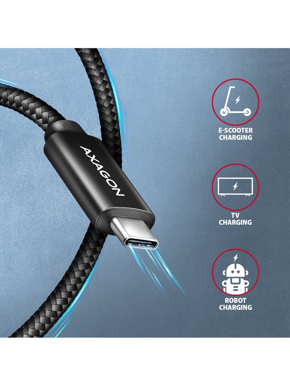 AXAGON | Data and charging USB4 Gen 3x2 cable, 1 m | BUCM3-CM15AB | USB Type C - USB Type C 5 AXAGON | Data and charging USB4 Gen 3x2 cable, 1 m | BUCM3-CM15AB | USB Type C - USB Type C 5