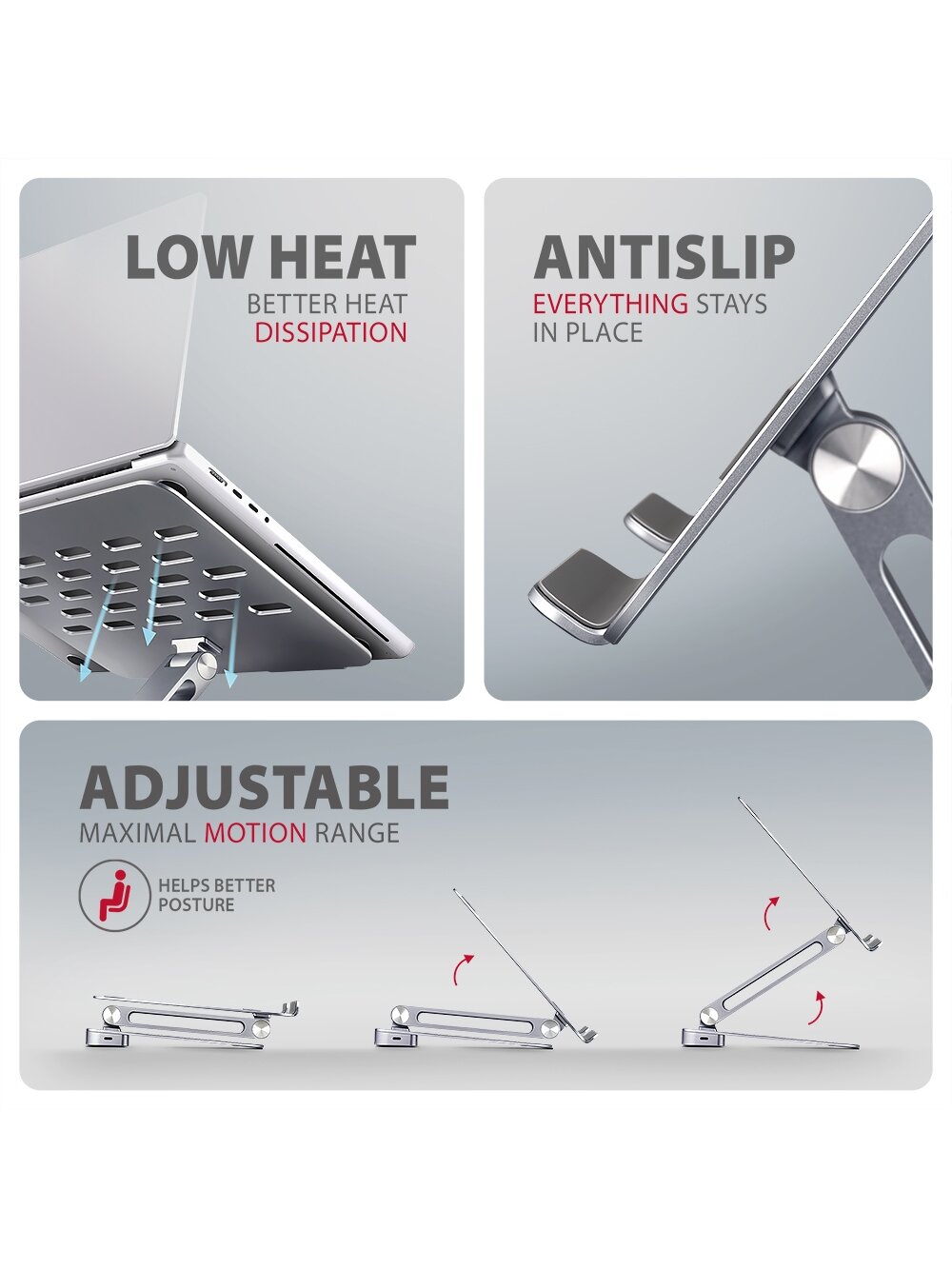 AXAGON Desk Mount | HMC-STND USB-C 5Gbps Stand and Hub 7in1 | Adjustable Height, Tilt | 10-16 " | Aluminum 7
