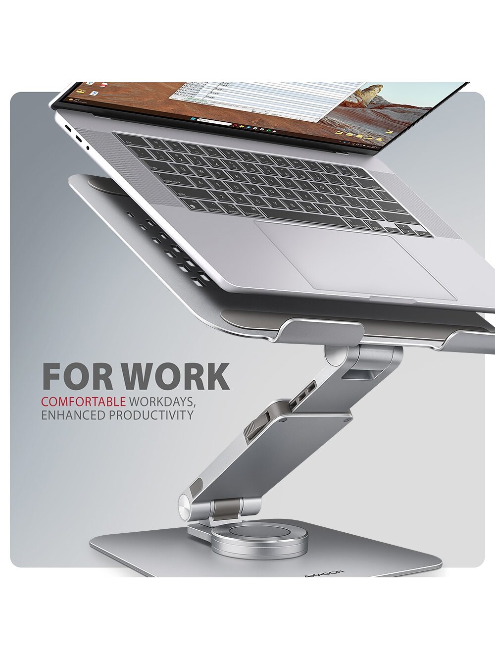 AXAGON Desk Mount | STND-LR stand with 360° rotation for laptops and tablets | Adjustable Height, Angle | 10-17.3 " | Aluminum 2 AXAGON Desk Mount | STND-LR stand with 360° rotation for laptops and tablets | Adjustable Height, Angle | 10-17.3 " | Aluminum 2