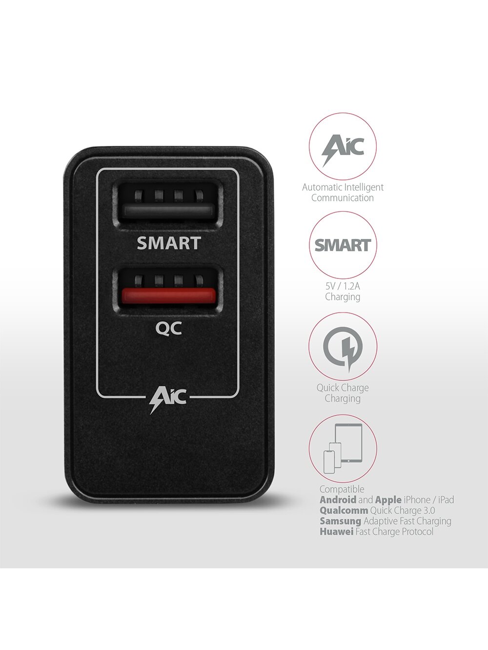 AXAGON Dual wallcharger 240V/2x USB port QC3.0/AFC/FCP and 5V-1.2A, 24W | ACU-QS24 3 AXAGON Dual wallcharger 240V/2x USB port QC3.0/AFC/FCP and 5V-1.2A, 24W | ACU-QS24 3