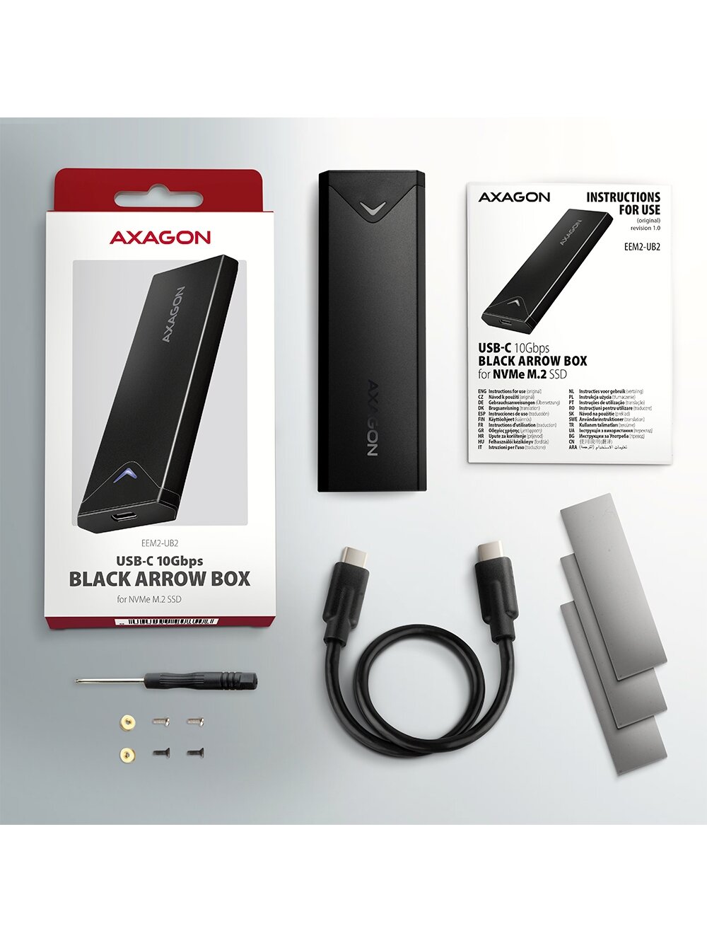 AXAGON External USB-C 10Gbps metal box for M.2 NVMe SSD disks | EEM2-UB2 10 AXAGON External USB-C 10Gbps metal box for M.2 NVMe SSD disks | EEM2-UB2 10