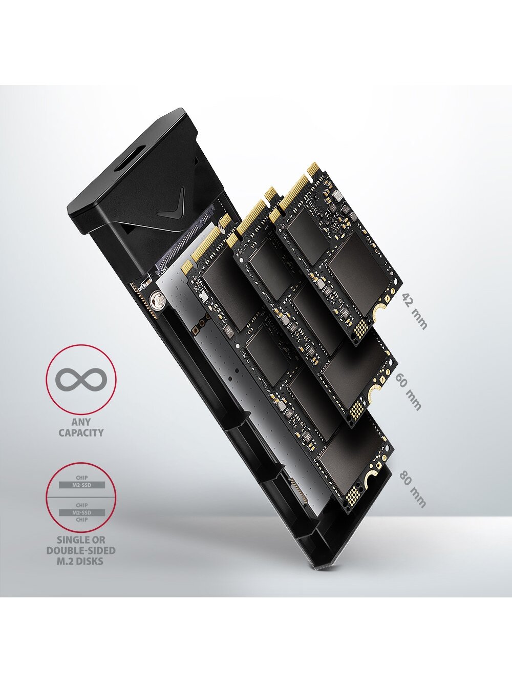 AXAGON External USB-C 10Gbps metal box for M.2 NVMe SSD disks | EEM2-UB2 8 AXAGON External USB-C 10Gbps metal box for M.2 NVMe SSD disks | EEM2-UB2 8