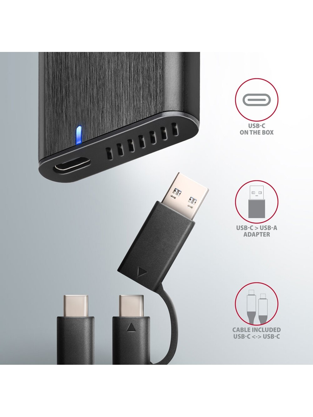AXAGON External USB-C 3.2 Gen 2 metal box for M.2 NVMe & SATA SSD disks | EEM2-SB2 5 AXAGON External USB-C 3.2 Gen 2 metal box for M.2 NVMe & SATA SSD disks | EEM2-SB2 5