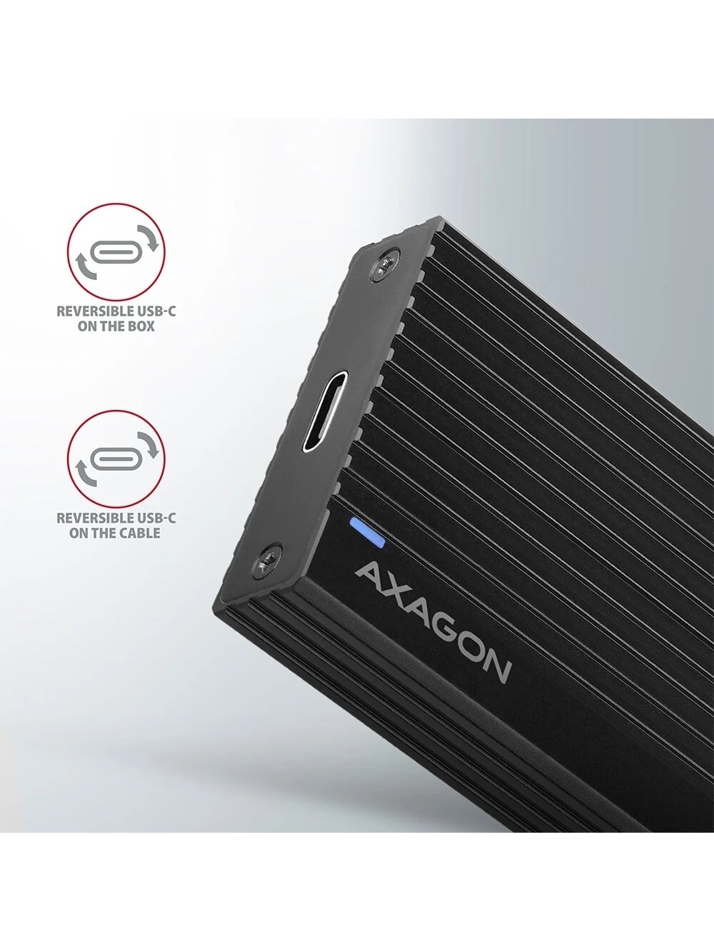 AXAGON External USB-C 3.2 Gen 2 metal box for M.2 NVMe SSDs | EEM2-GTR 4