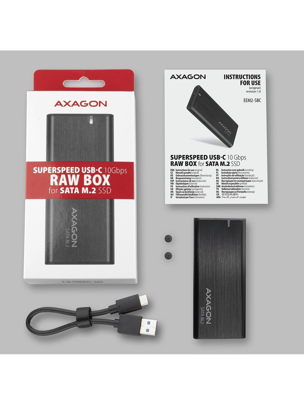 AXAGON External USB-C 3.2 Gen 2 metal box for M.2 SATA SSD disks | EEM2-SBC 10 AXAGON External USB-C 3.2 Gen 2 metal box for M.2 SATA SSD disks | EEM2-SBC 10