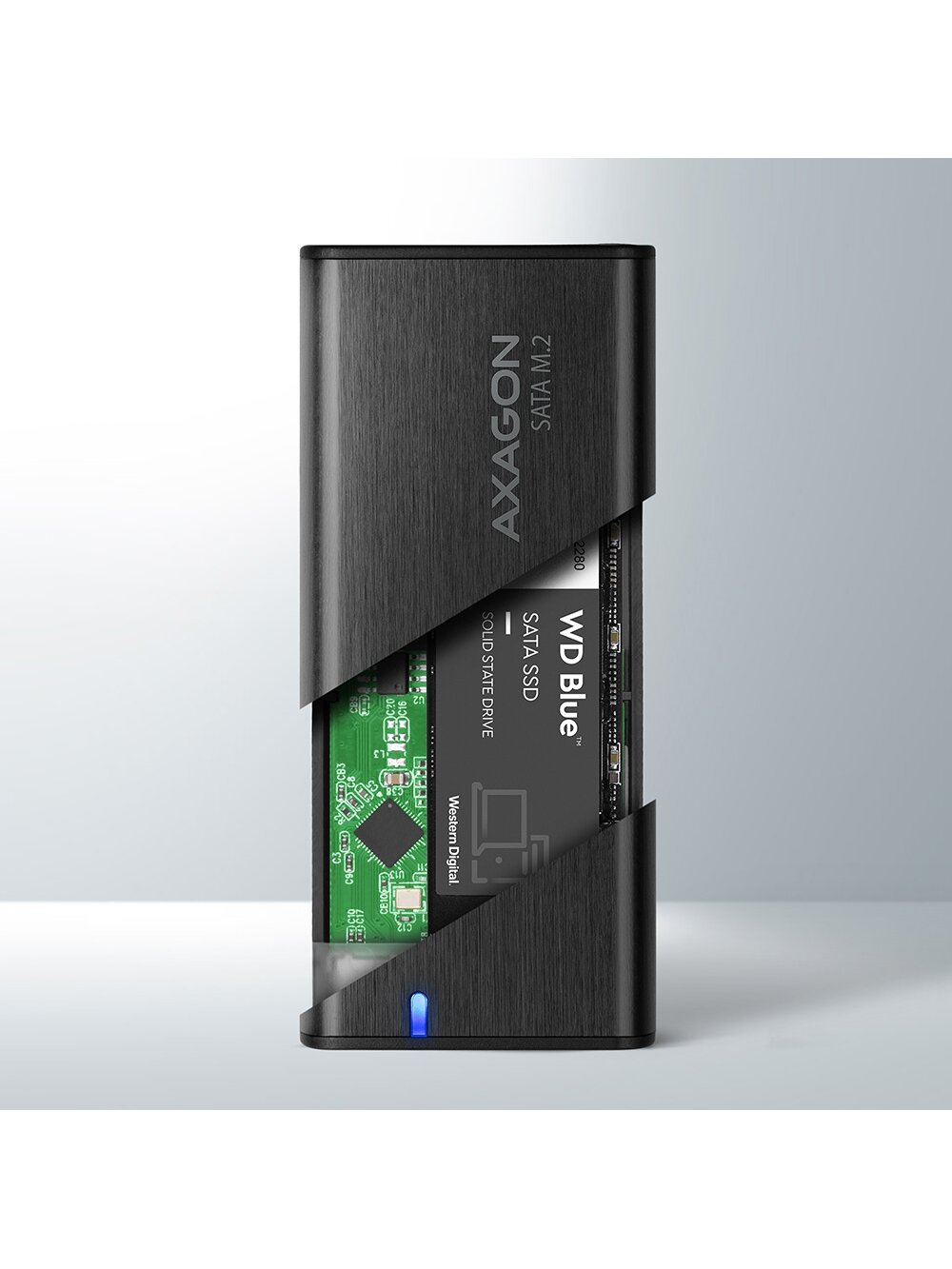 AXAGON External USB-C 3.2 Gen 2 metal box for M.2 SATA SSD disks | EEM2-SBC 3