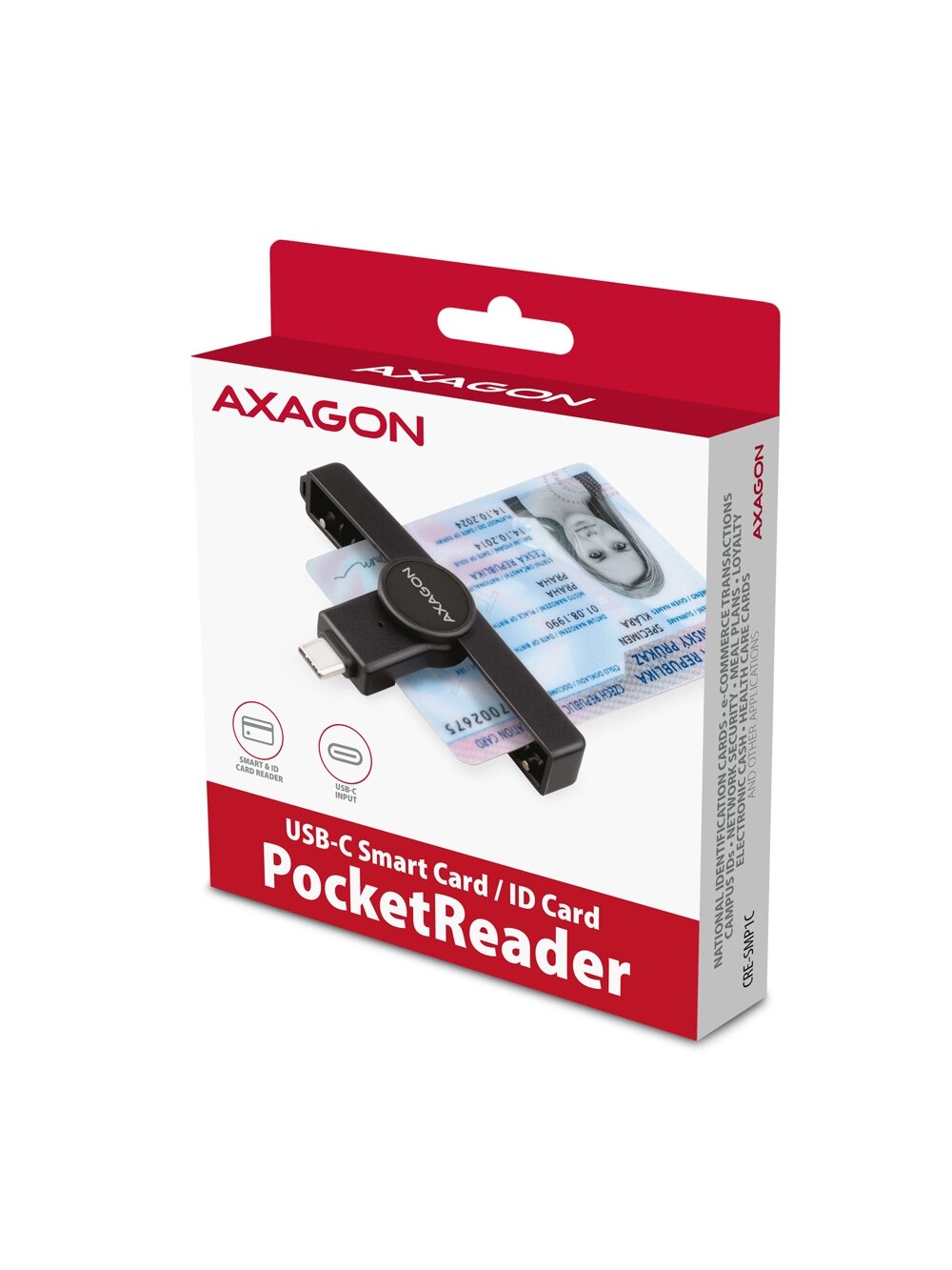 AXAGON Foldable pocket USB-C contact Smart/ID card reader | CRE-SMPC 6