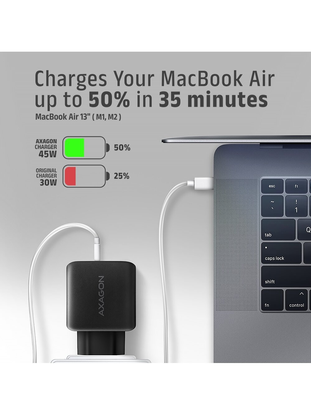 AXAGON GaN wallcharger 2x port (USB-A + USB-C), PD3.0/PPS/QC4+/SFC2.0/AFC/SCP/FCP/Apple, 45W | ACU-PQ45 6 AXAGON GaN wallcharger 2x port (USB-A + USB-C), PD3.0/PPS/QC4+/SFC2.0/AFC/SCP/FCP/Apple, 45W | ACU-PQ45 6