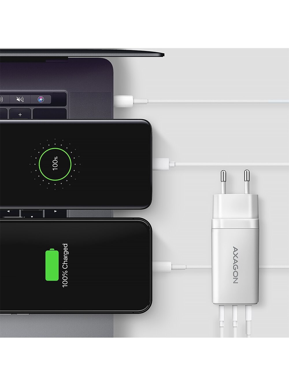 AXAGON GaN wallcharger 3x port (USB-A + 2x USB-C), PD3.0/PPS/QC4+/SFC2.0/AFC/SCP/FCP/Apple, 65W | ACU-DPQ65W 5 AXAGON GaN wallcharger 3x port (USB-A + 2x USB-C), PD3.0/PPS/QC4+/SFC2.0/AFC/SCP/FCP/Apple, 65W | ACU-DPQ65W 5