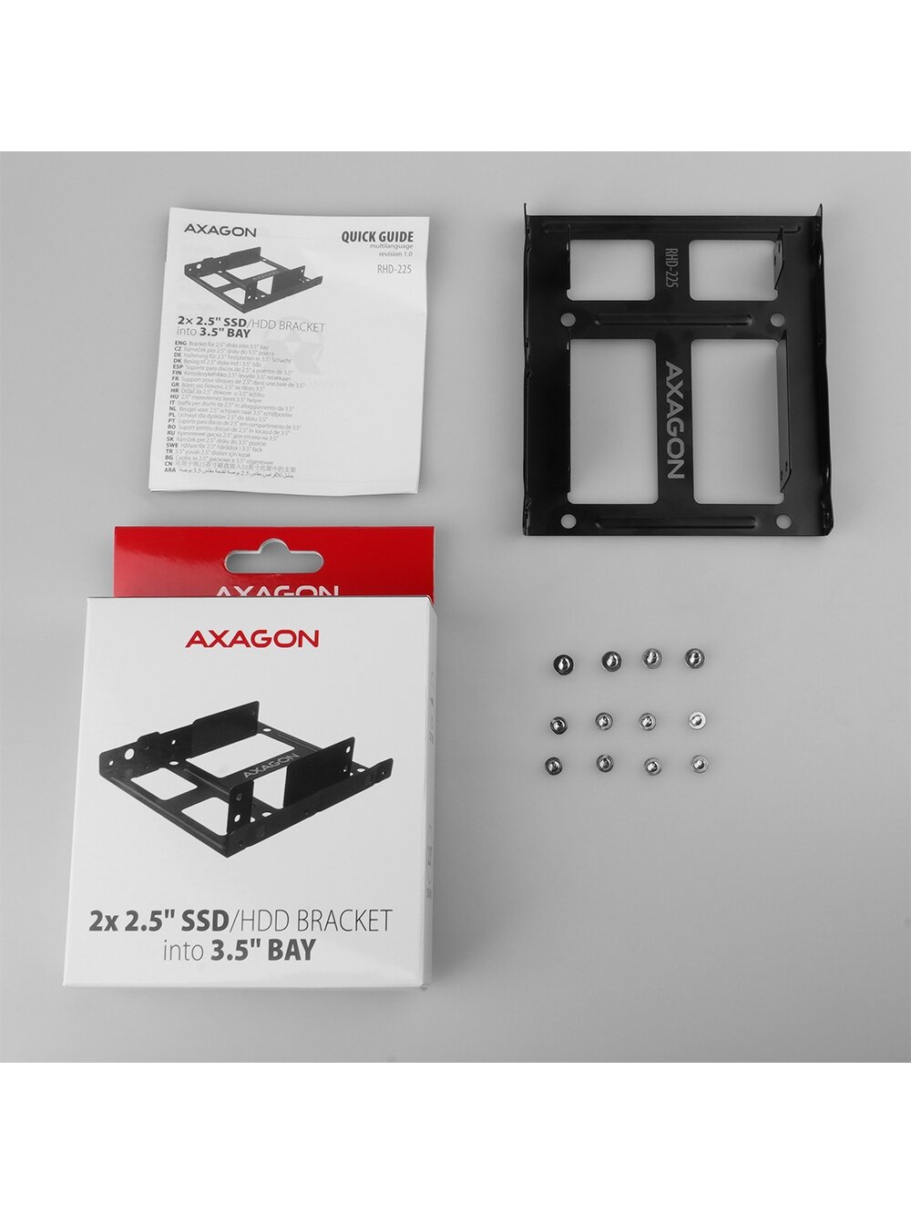 AXAGON Metal frame for mounting two 2.5" disks in a 3.5" position | RHD-225 7 AXAGON Metal frame for mounting two 2.5" disks in a 3.5" position | RHD-225 7