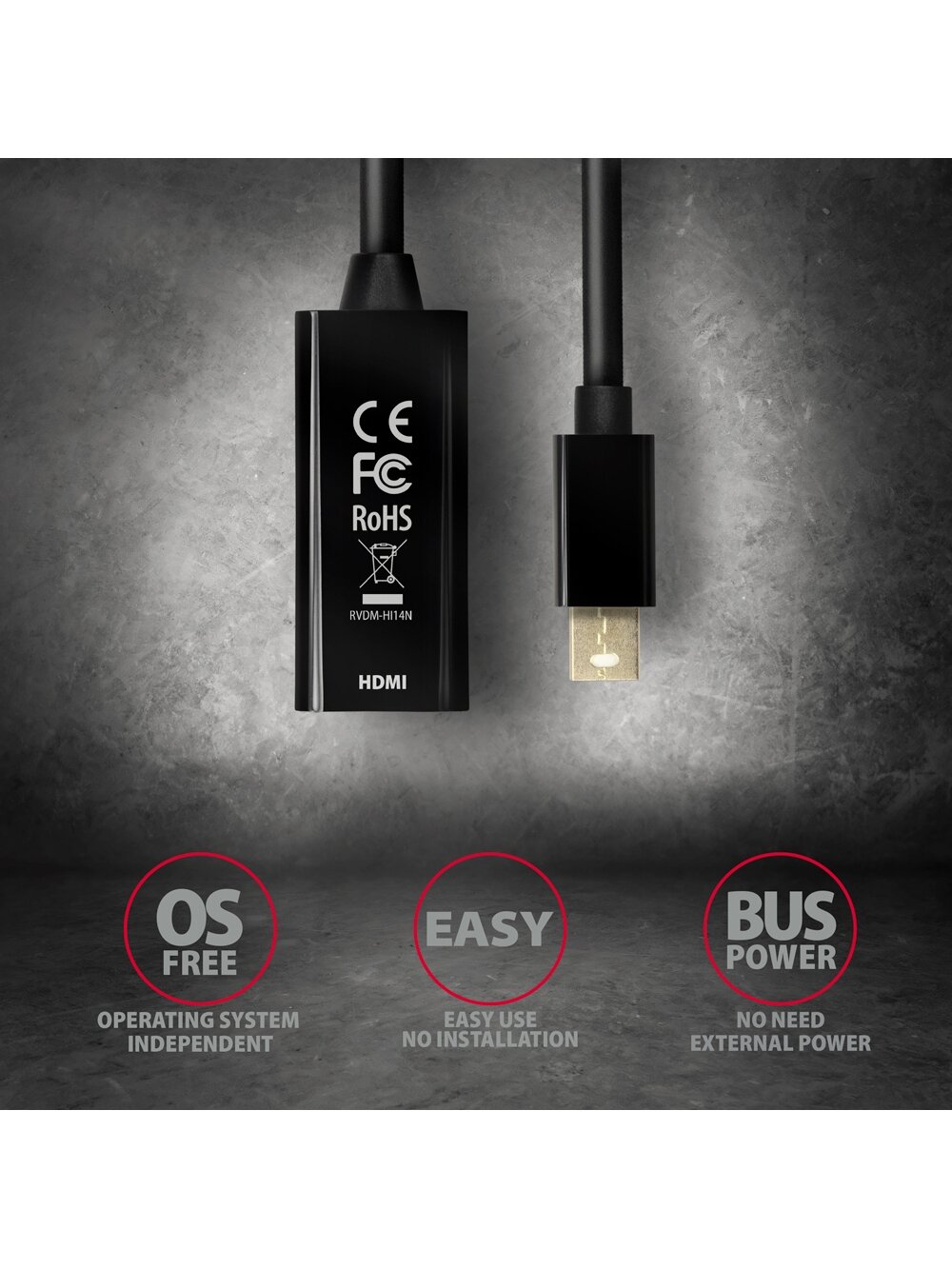 AXAGON Mini DP to HDMI adapter, 4K/30Hz | RVDM-HI14N 3