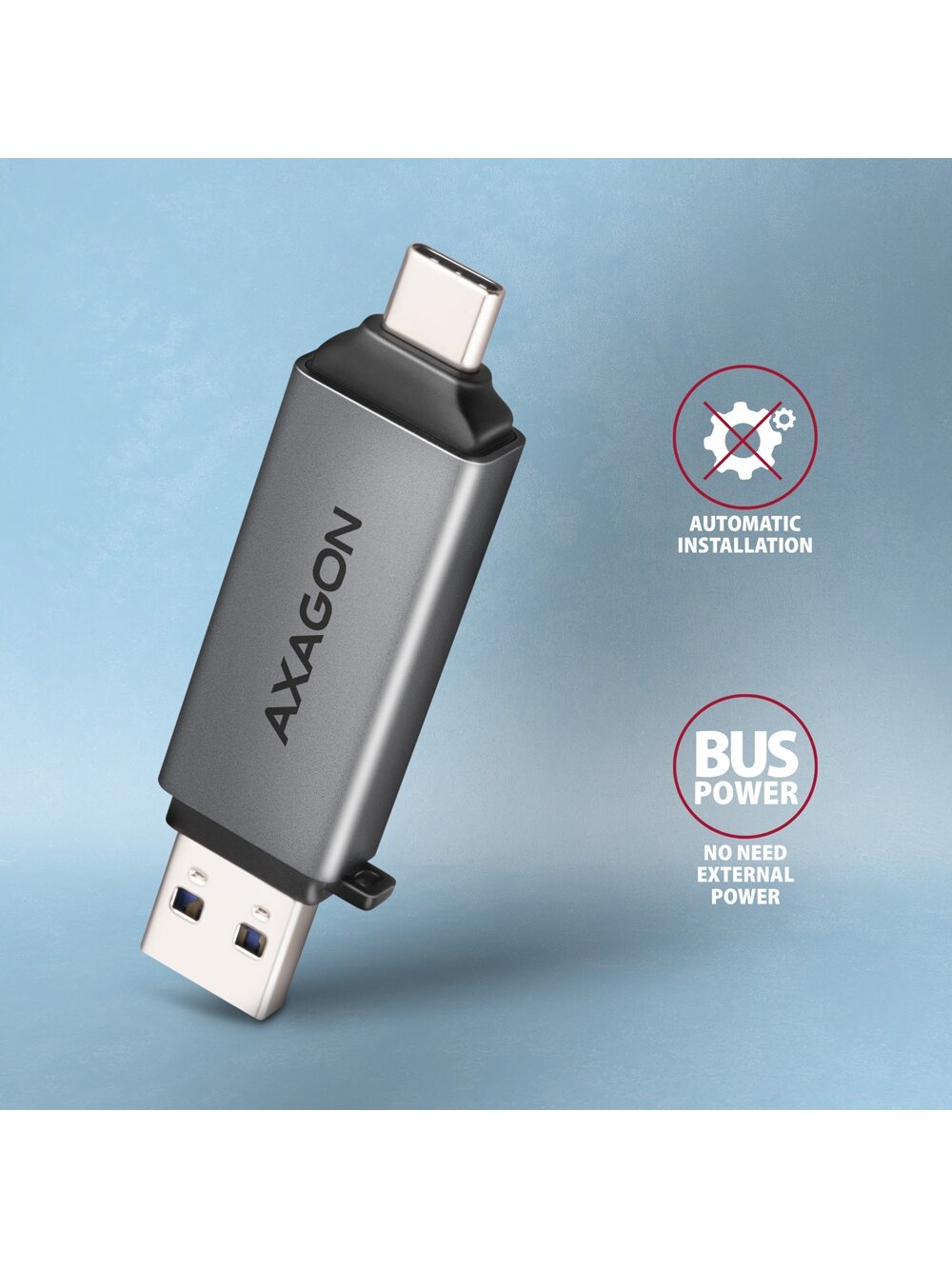 AXAGON Mobile USB 3.2 Gen 1 MINI card reader with USB-C and USB-A connectors | CRE-DAC 4 AXAGON Mobile USB 3.2 Gen 1 MINI card reader with USB-C and USB-A connectors | CRE-DAC 4