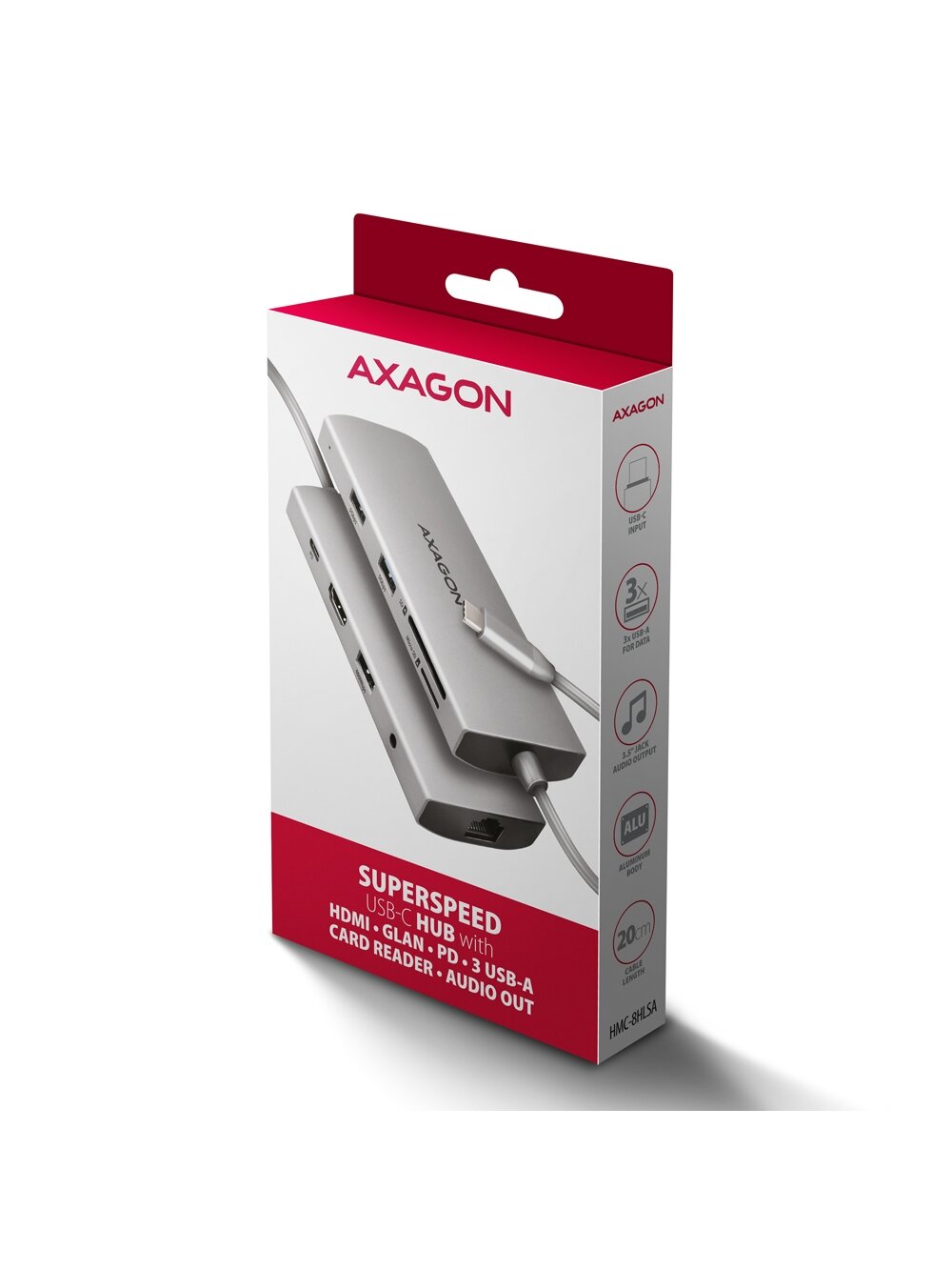 AXAGON Multi port USB-C 5Gbps hub | HMC-8HLSA 8 AXAGON Multi port USB-C 5Gbps hub | HMC-8HLSA 8