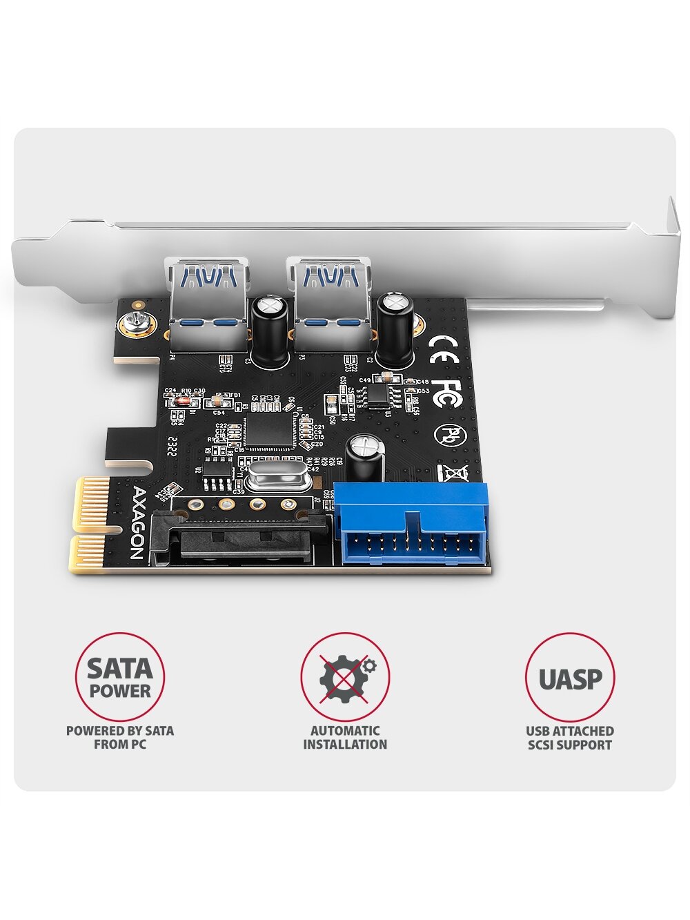 AXAGON PCI-Express card with a pair of internal and a pair of external USB 5Gbps ports | PCEU-232RS 3 AXAGON PCI-Express card with a pair of internal and a pair of external USB 5Gbps ports | PCEU-232RS 3