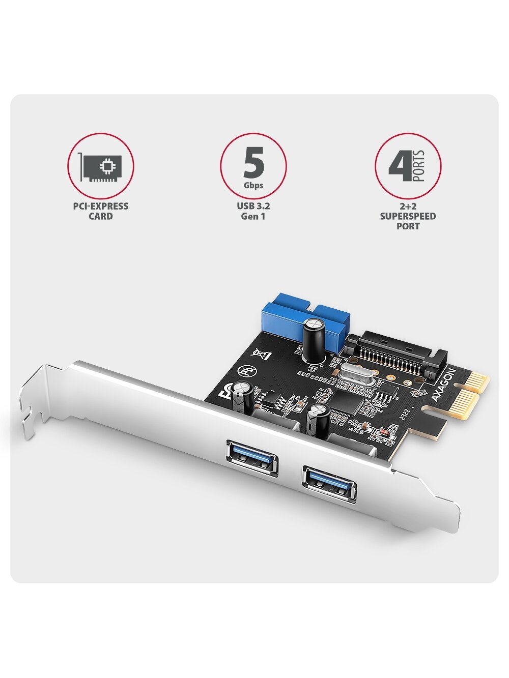 AXAGON PCI-Express card with a pair of internal and a pair of external USB 5Gbps ports | PCEU-232RS 1 AXAGON PCI-Express card with a pair of internal and a pair of external USB 5Gbps ports | PCEU-232RS 1