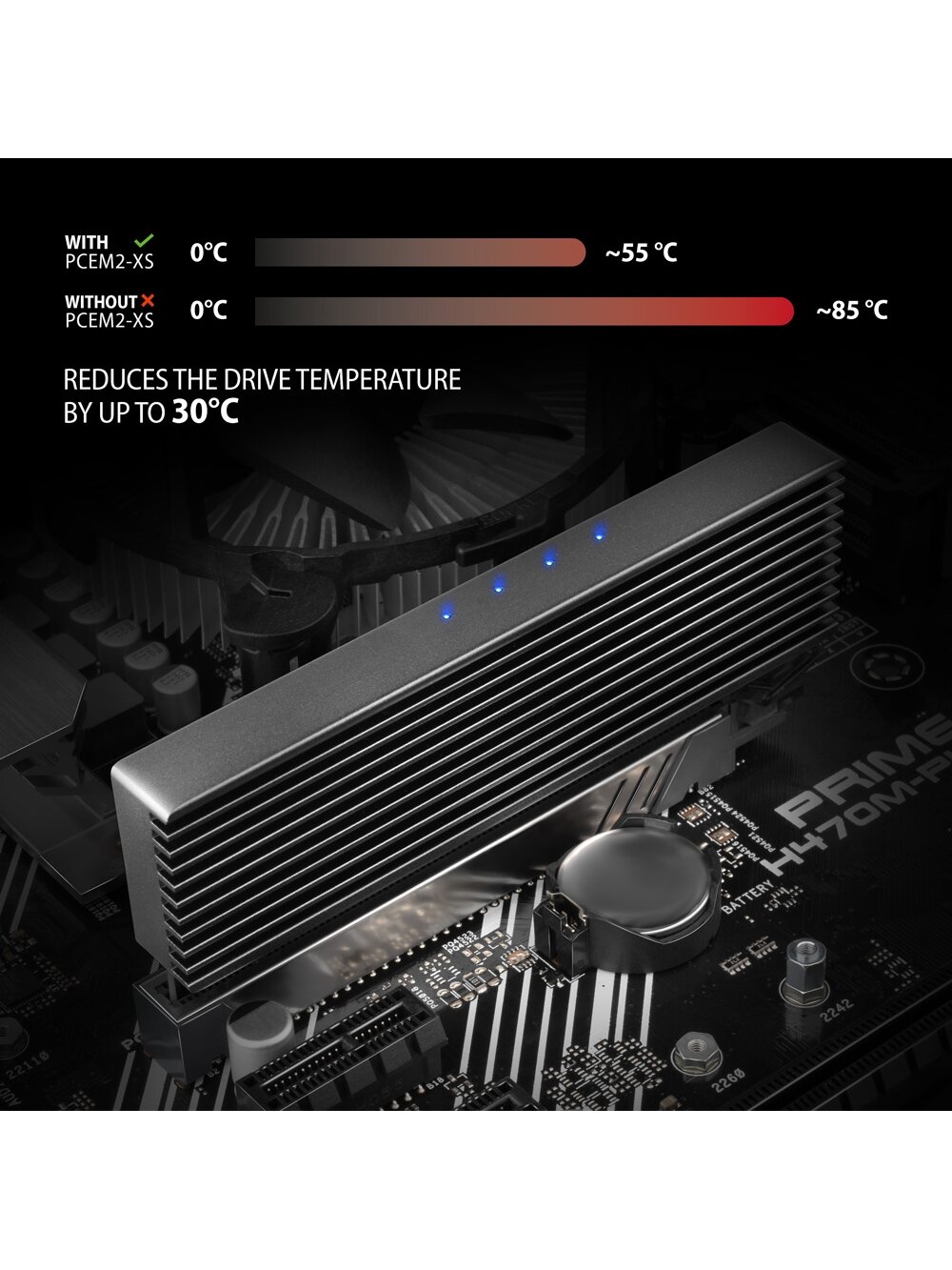 AXAGON PCI-Express x16 adapter with cooler for connecting an NVMe M.2 SSD drive to a computer | PCEM2-XS 4 AXAGON PCI-Express x16 adapter with cooler for connecting an NVMe M.2 SSD drive to a computer | PCEM2-XS 4