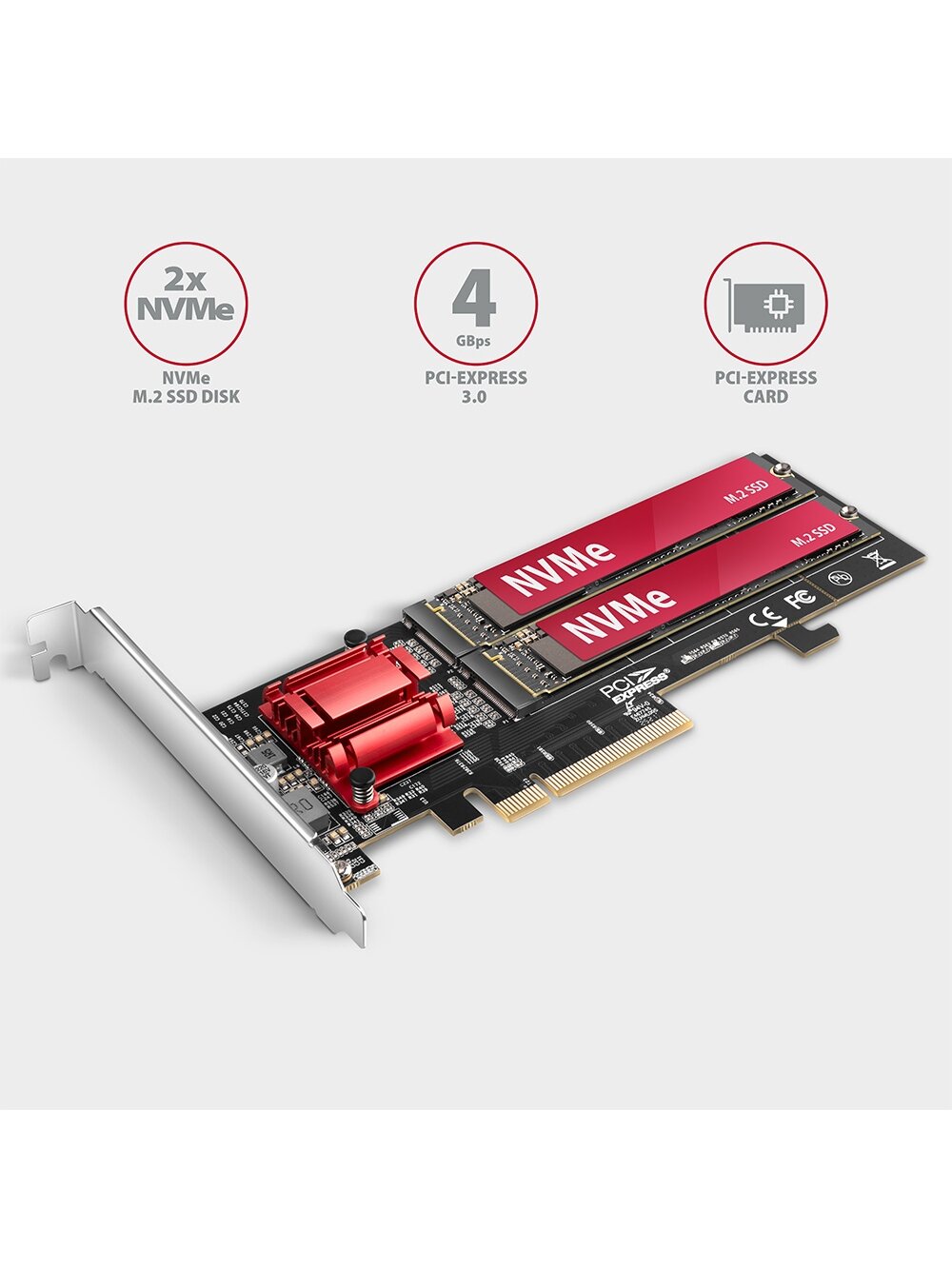 AXAGON PCIe 2x NVMe M.2 Controller | PCEM2-ND 1 AXAGON PCIe 2x NVMe M.2 Controller | PCEM2-ND 1