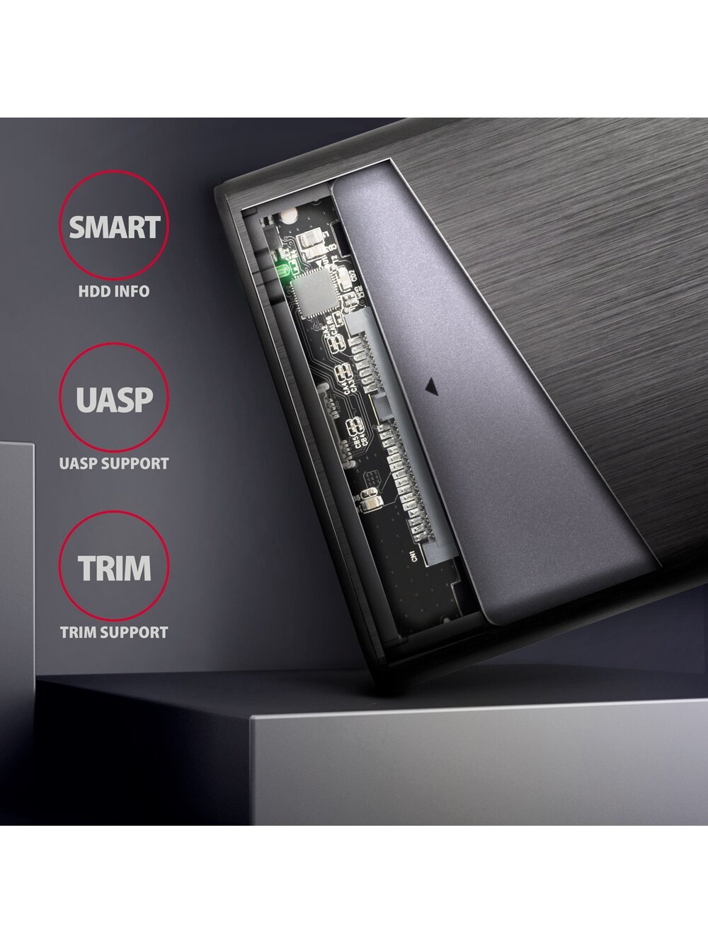 AXAGON Screwless aluminum USB 3.2 Gen 1 - SATA 6G external box for 2.5" SSD/HDD | EE25-A6C 3 AXAGON Screwless aluminum USB 3.2 Gen 1 - SATA 6G external box for 2.5" SSD/HDD | EE25-A6C 3