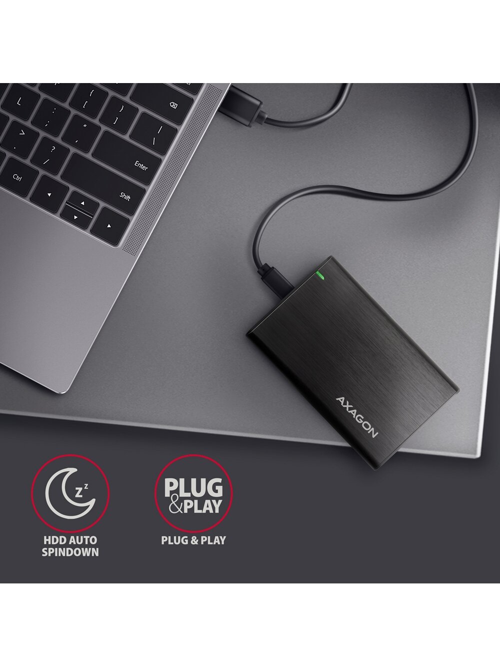 AXAGON Screwless aluminum USB 3.2 Gen 1 - SATA 6G external box for 2.5" SSD/HDD | EE25-A6C 5 AXAGON Screwless aluminum USB 3.2 Gen 1 - SATA 6G external box for 2.5" SSD/HDD | EE25-A6C 5