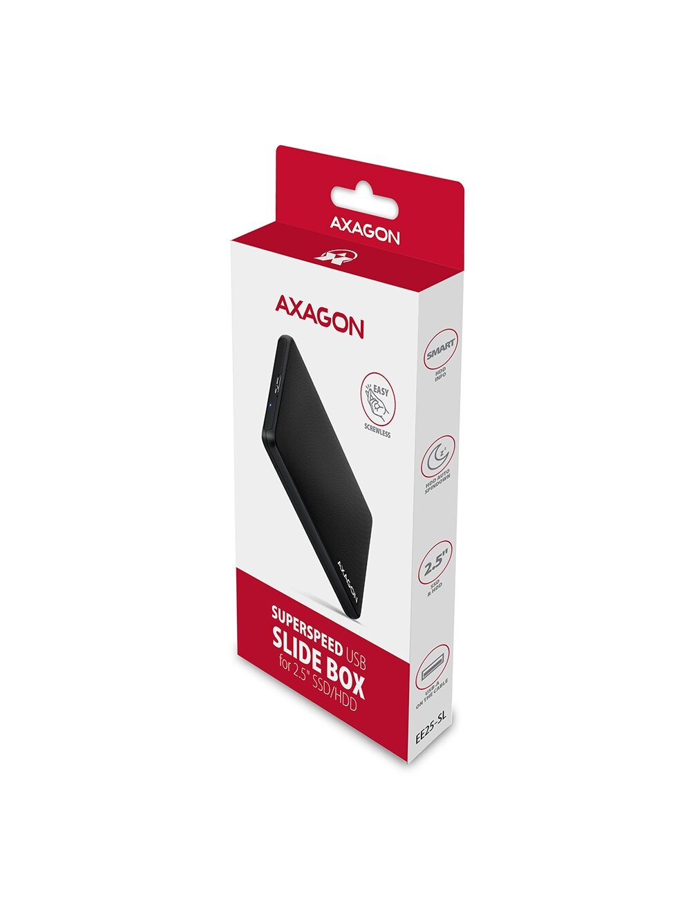 AXAGON Screwless USB 3.2 Gen 1 - SATA 6G external box for 2.5" SSD/HDD | EE25-SL 7 AXAGON Screwless USB 3.2 Gen 1 - SATA 6G external box for 2.5" SSD/HDD | EE25-SL 7