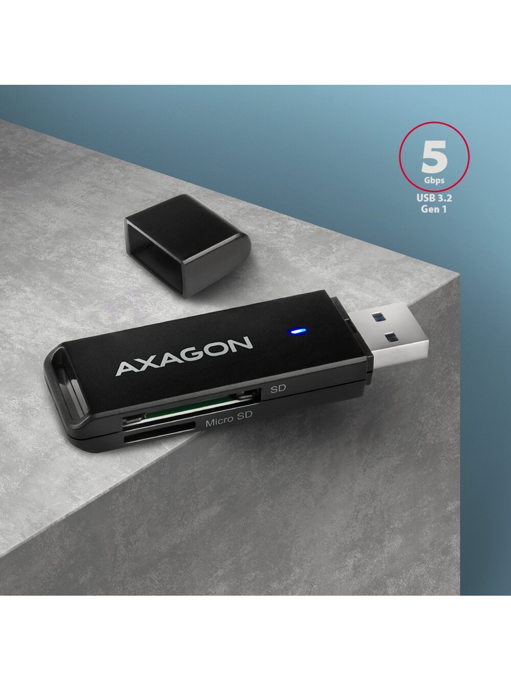 AXAGON Slim super-speed USB 3.2 Gen 1 card reader with a direct USB-A connector | CRE-S2N 1 AXAGON Slim super-speed USB 3.2 Gen 1 card reader with a direct USB-A connector | CRE-S2N 1