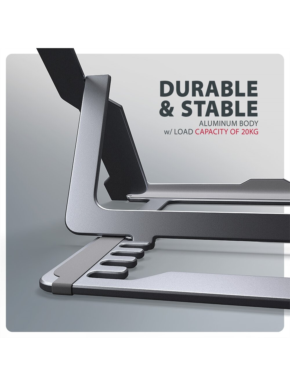 AXAGON STND-LAG stand for laptops and tablets | Adjustable Height, Angle | 10-17.3 " | Maximum weight (capacity) 20 kg | Grey 4 AXAGON STND-LAG stand for laptops and tablets | Adjustable Height, Angle | 10-17.3 " | Maximum weight (capacity) 20 kg | Grey 4