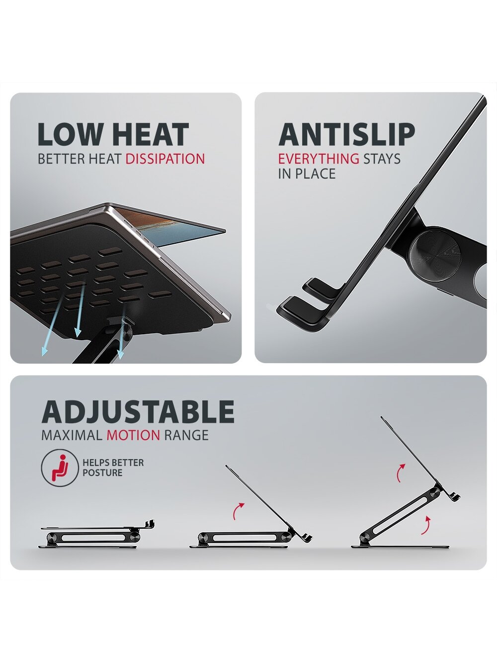 AXAGON STND-LQB stand for notebooks and tablets | Adjustable Height, Angle | 10-17.3 " | Maximum weight (capacity) 5 kg | Black 1 AXAGON STND-LQB stand for notebooks and tablets | Adjustable Height, Angle | 10-17.3 " | Maximum weight (capacity) 5 kg | Black 1
