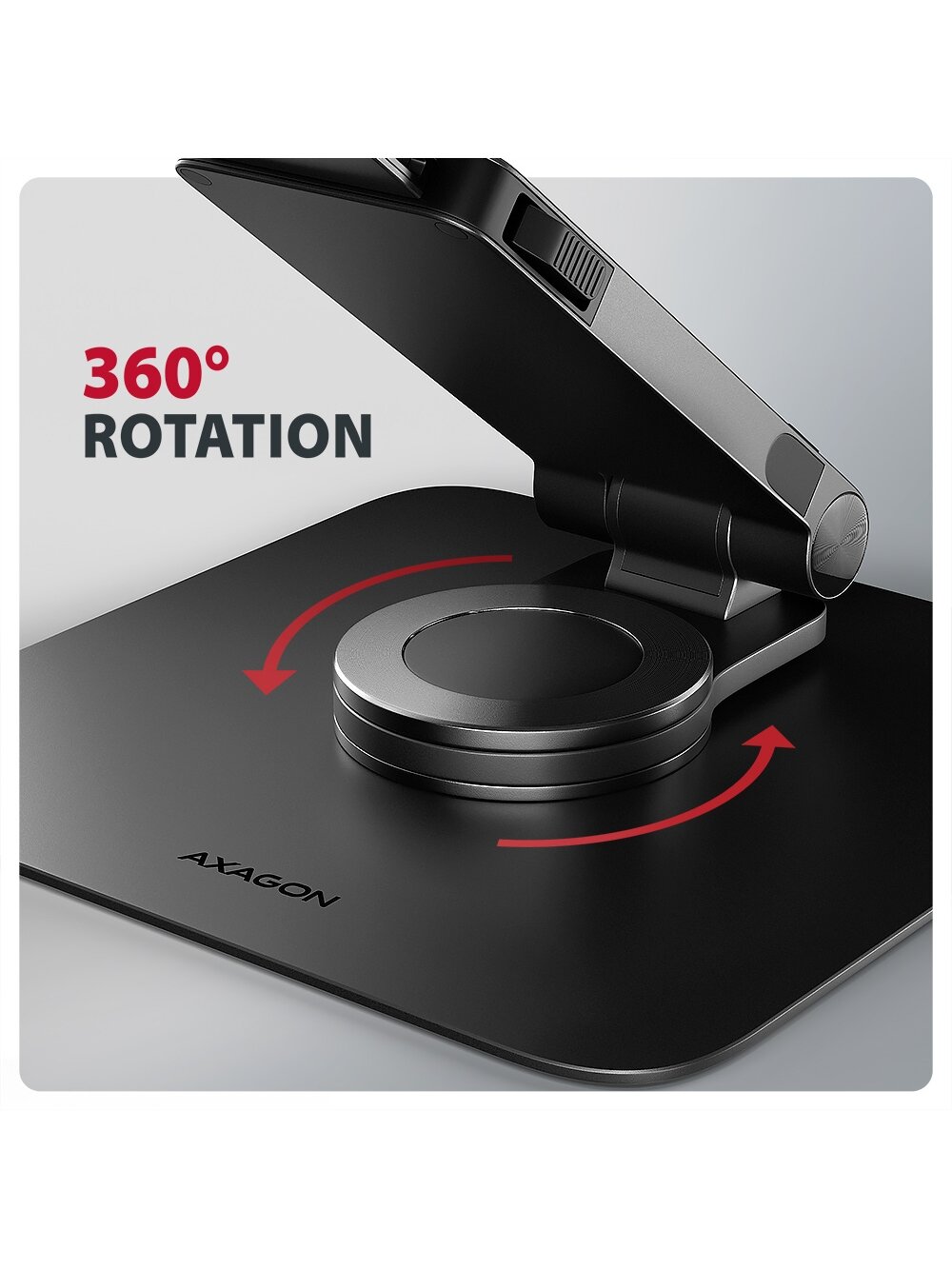 AXAGON STND-LRB stand with 360° rotation for laptops and tablets | Adjustable Height, Angle | 10-17.3 " | Maximum weight (capacity) 5 kg | Black 1 AXAGON STND-LRB stand with 360° rotation for laptops and tablets | Adjustable Height, Angle | 10-17.3 " | Maximum weight (capacity) 5 kg | Black 1