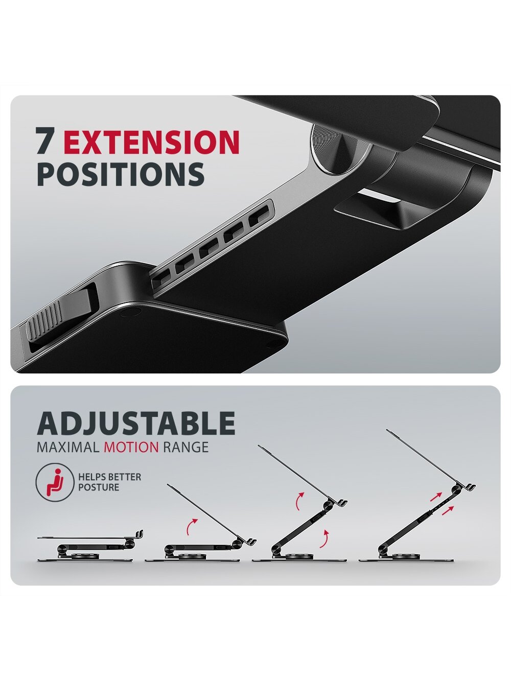 AXAGON STND-LRB stand with 360° rotation for laptops and tablets | Adjustable Height, Angle | 10-17.3 " | Maximum weight (capacity) 5 kg | Black 4 AXAGON STND-LRB stand with 360° rotation for laptops and tablets | Adjustable Height, Angle | 10-17.3 " | Maximum weight (capacity) 5 kg | Black 4