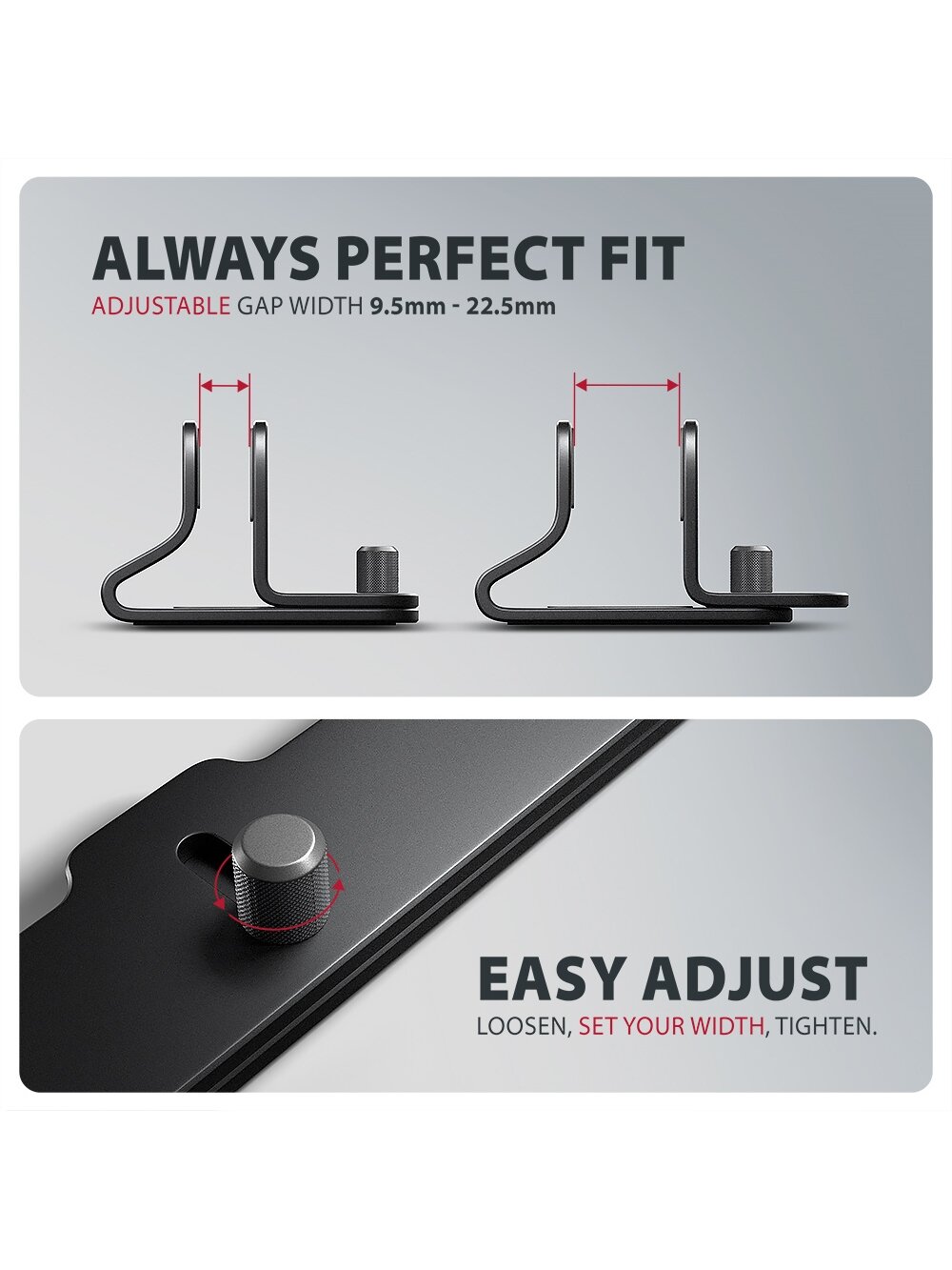AXAGON STND-VB vertical stand for laptops and tablets | Adjustable width | 10-17.3 " | Black 3 AXAGON STND-VB vertical stand for laptops and tablets | Adjustable width | 10-17.3 " | Black 3